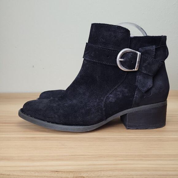 Born Womens Morocco BR0028509 Black Suede Round Toe Ankle Booties Size 8.5 - Picture 1 of 9